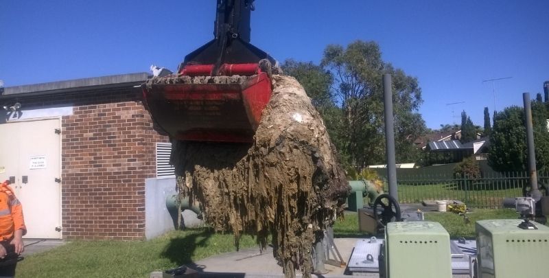 fatberg removed by Sydney Water containing wet wipes