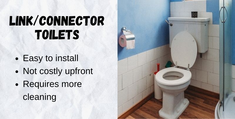 blue bathroom with connector toilet
