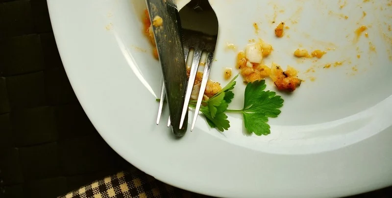 Food scraps on dinner plates are a common cause of blocked drains. 